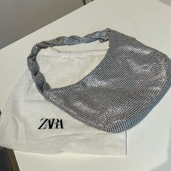 NWOT ZARA Crystal Sparkle Twist Handle Shoulder Bag - Picture 5 of 13